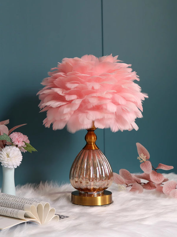 Feather & Glass Table Lamp