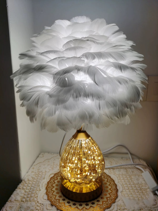 Feather & Glass Table Lamp