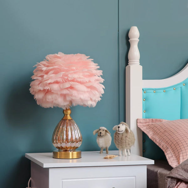 Feather & Glass Table Lamp