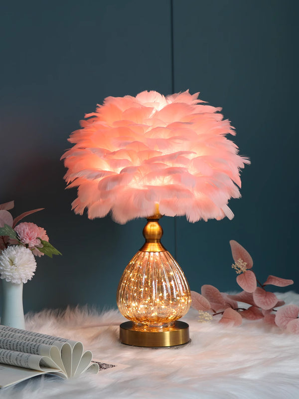 Feather & Glass Table Lamp