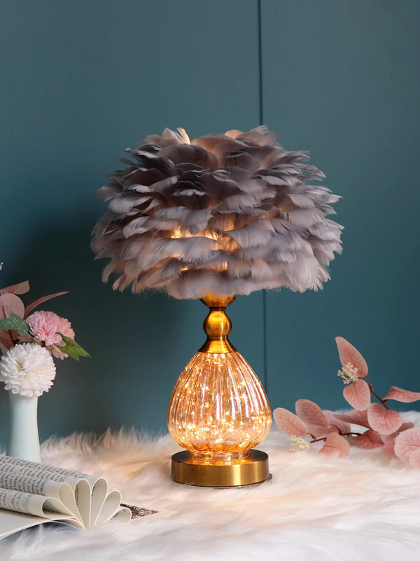 Feather & Glass Table Lamp