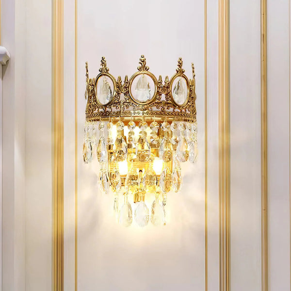French style copper crystal wall lamp