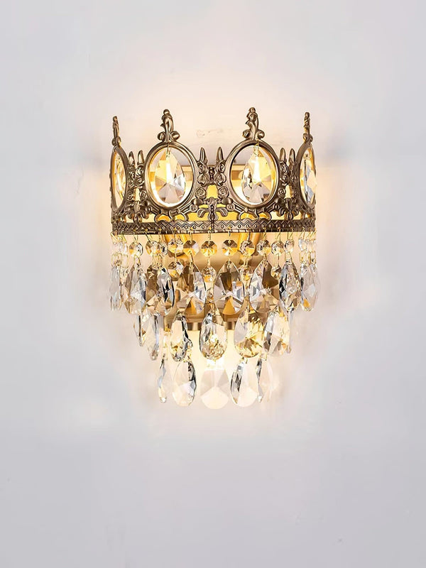 French style copper crystal wall lamp