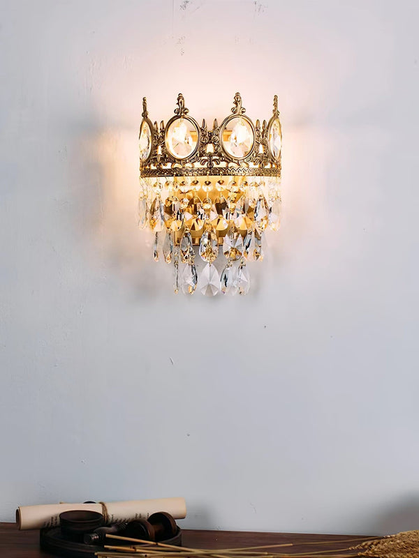French style copper crystal wall lamp