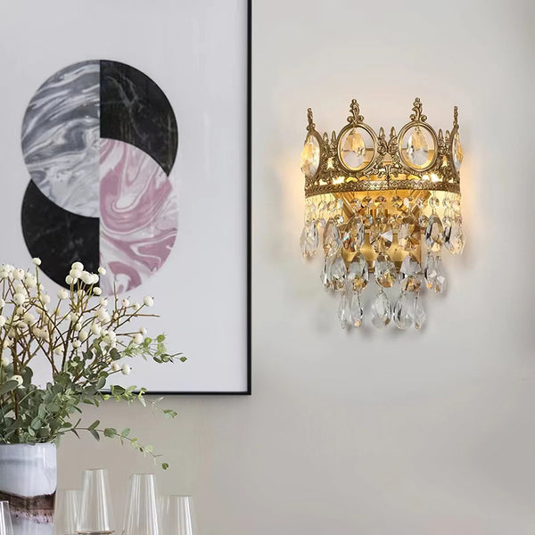 French style copper crystal wall lamp
