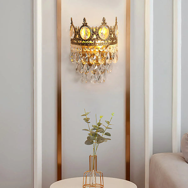 French style copper crystal wall lamp