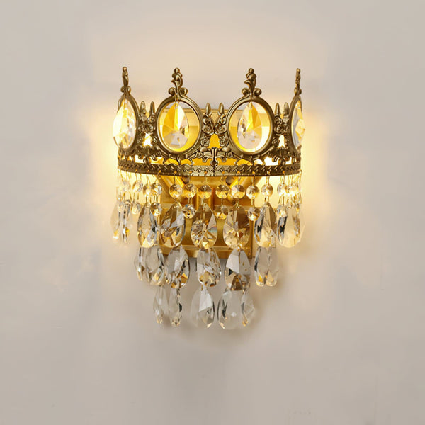French style copper crystal wall lamp