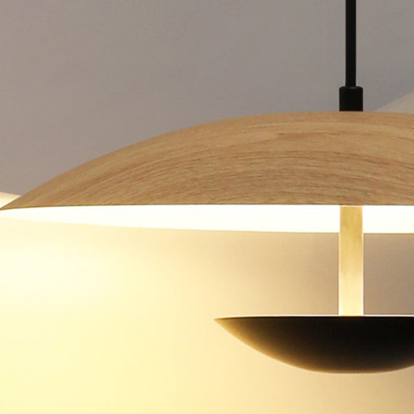 Frisbee Pendelleuchte, Holzmaserung Esszimmerlampe