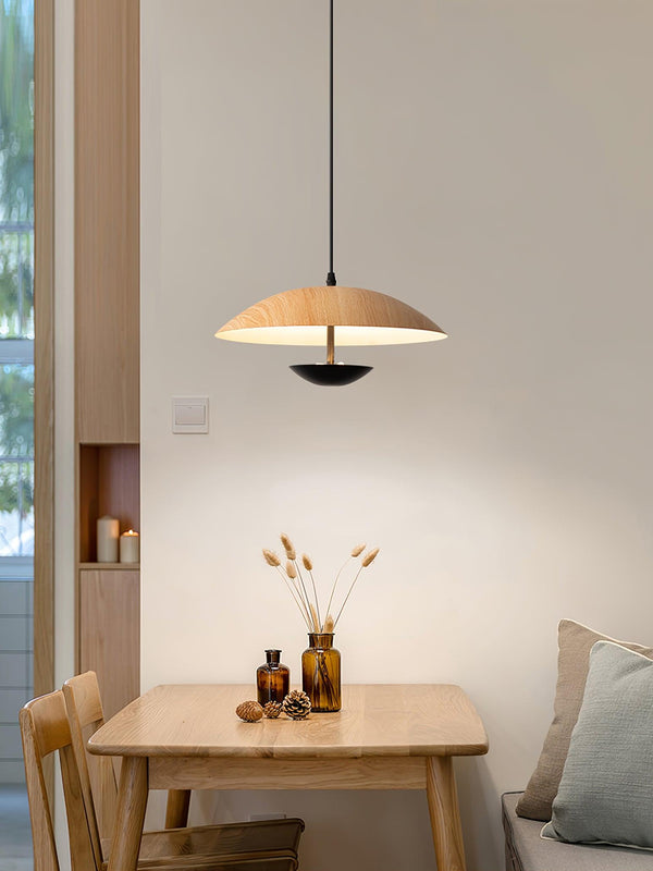 Frisbee Pendelleuchte, Holzmaserung Esszimmerlampe