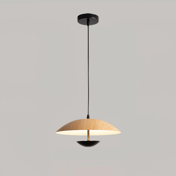 Frisbee Pendelleuchte, Holzmaserung Esszimmerlampe