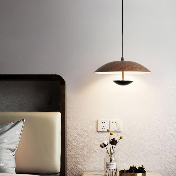 Frisbee Pendelleuchte, Holzmaserung Esszimmerlampe