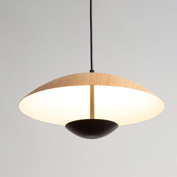 Frisbee Pendelleuchte, Holzmaserung Esszimmerlampe