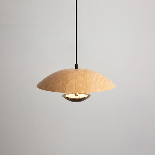Frisbee Pendelleuchte, Holzmaserung Esszimmerlampe