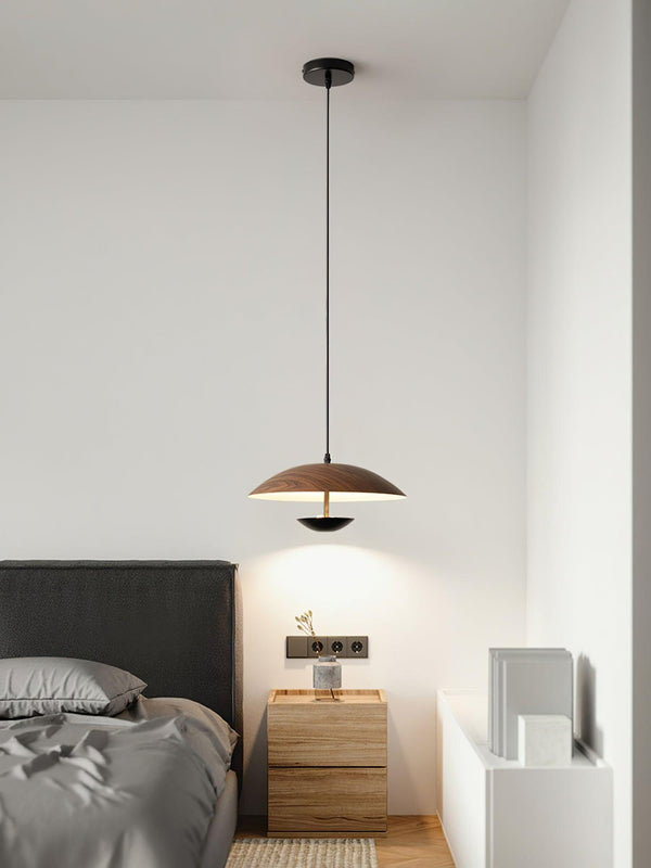 Frisbee Pendelleuchte, Holzmaserung Esszimmerlampe