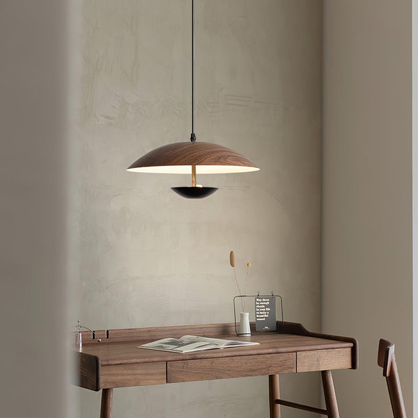 Frisbee Pendelleuchte, Holzmaserung Esszimmerlampe