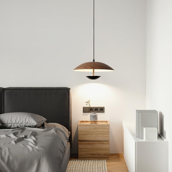 Frisbee Pendelleuchte, Holzmaserung Esszimmerlampe