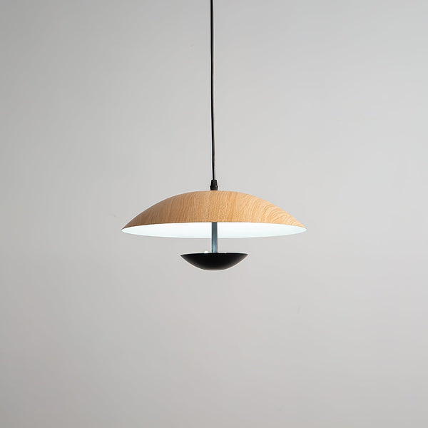 Frisbee Pendelleuchte, Holzmaserung Esszimmerlampe