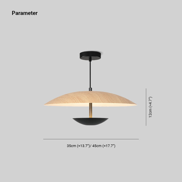 Frisbee Pendelleuchte, Holzmaserung Esszimmerlampe