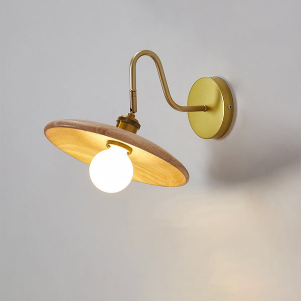 Frisbee Holz-Wandleuchte