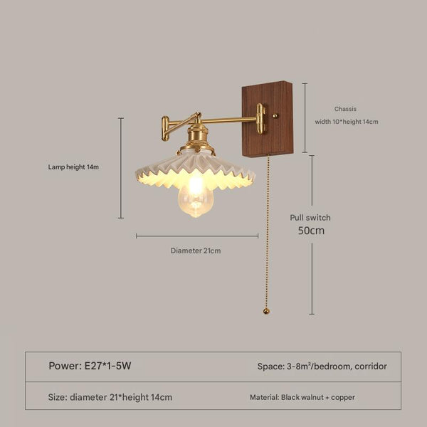 Vintage Brass Bedside Wall Lamp