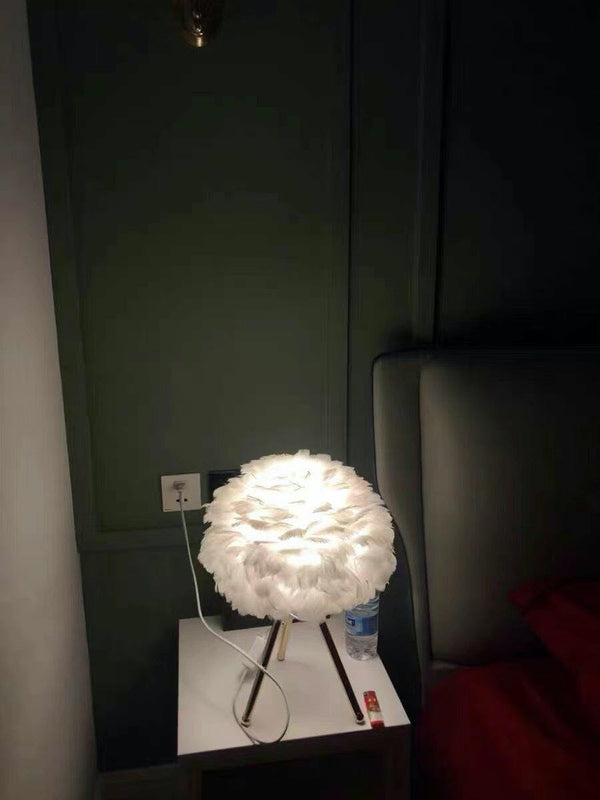 Goose Feather & Metal Table Lamp