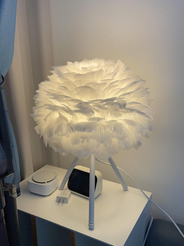 Goose Feather & Metal Table Lamp