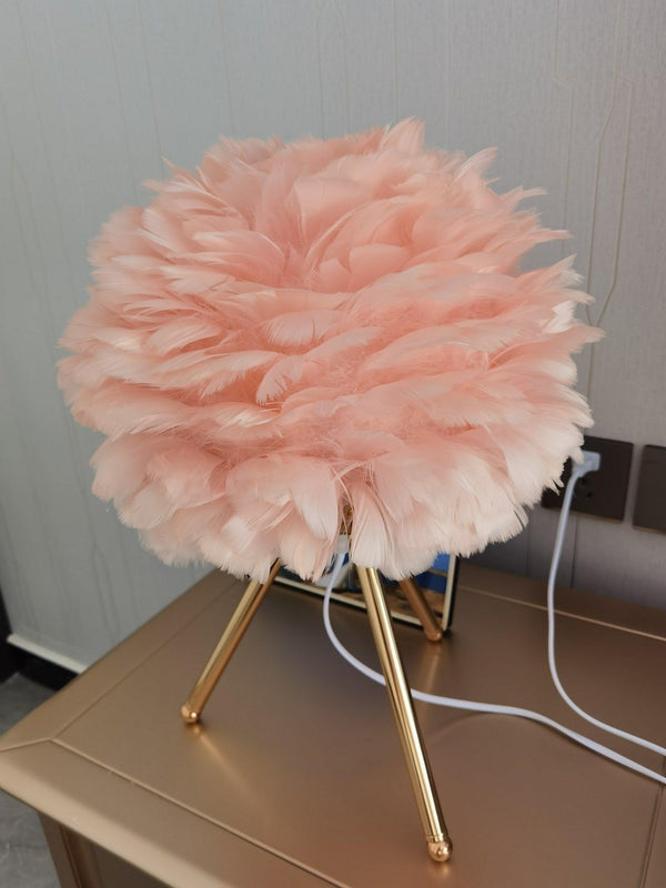 Goose Feather & Metal Table Lamp