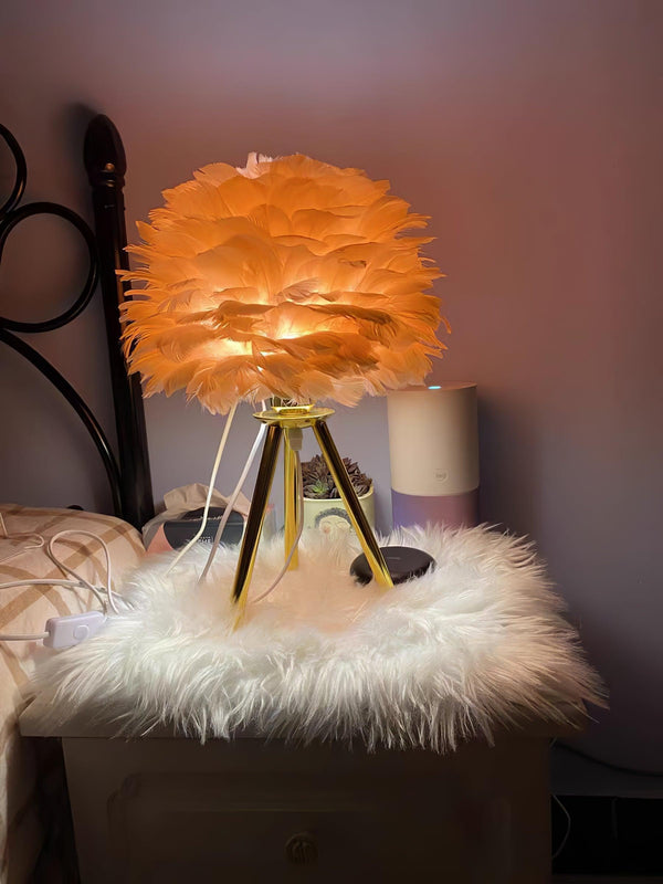 Goose Feather & Metal Table Lamp