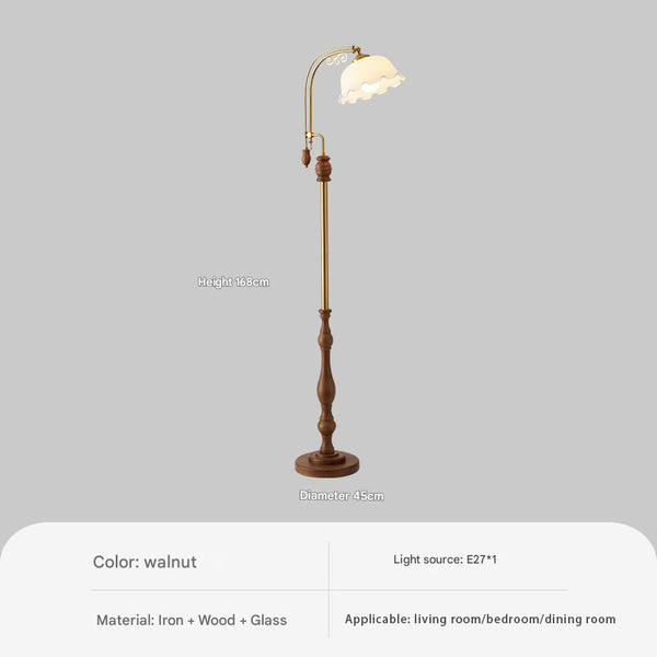 French vintage walnut floor lamp