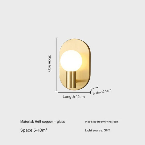 Nordic copper glass corridor wall lamp