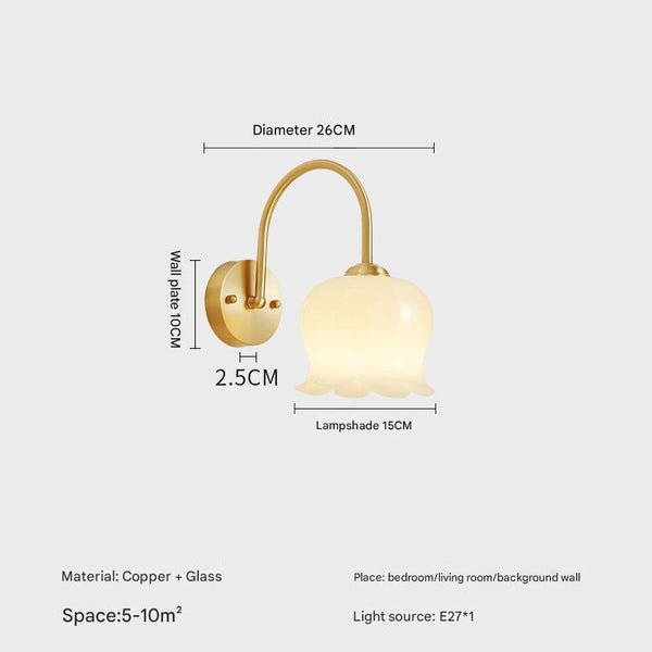 Cream style all-copper flower wall lamp