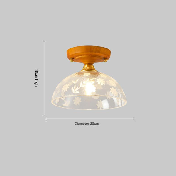 American retro solid wood glass corridor ceiling lamp