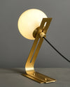 Industrial style desk, brass stand glass table lamp