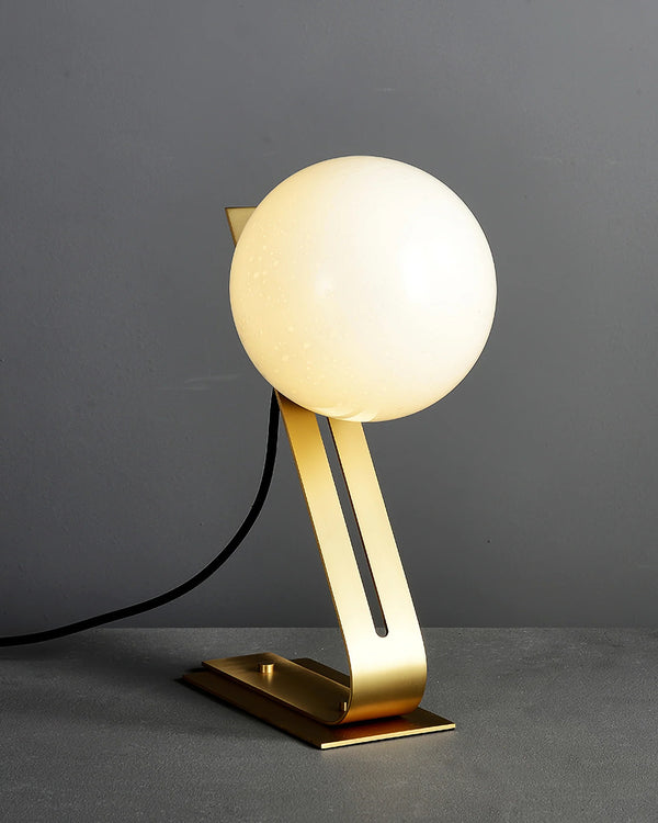 Industrial style desk, brass stand glass table lamp