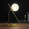 Industrial style desk, brass stand glass table lamp