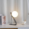 Industrial style desk, brass stand glass table lamp