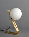 Industrial style desk, brass stand glass table lamp