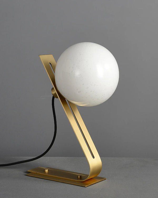 Industrial style desk, brass stand glass table lamp