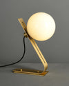 Industrial style desk, brass stand glass table lamp