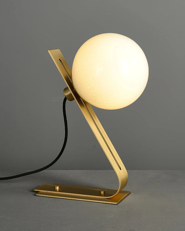 Industrial style desk, brass stand glass table lamp