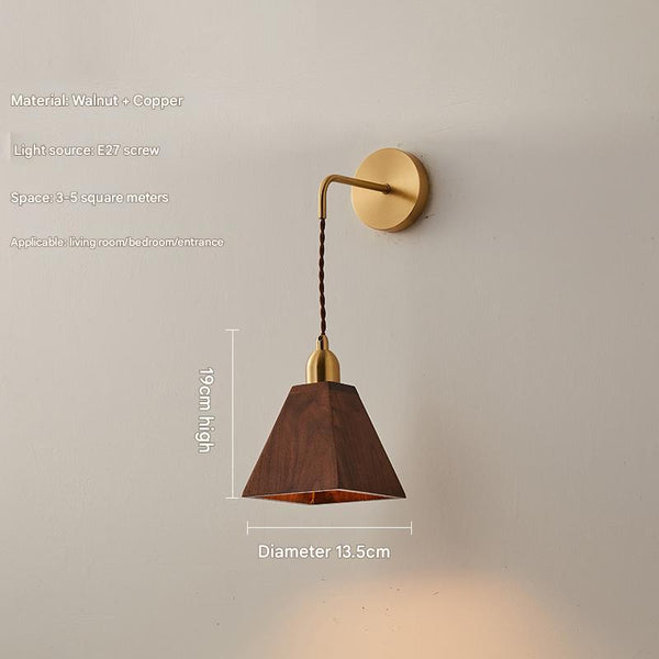 Wandlampe aus Massivholz im japanischen Stil komplett aus Kupfer