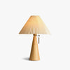 Japanese log style bedroom, pleated lampshade wooden table lamp