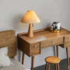 Japanese log style bedroom, pleated lampshade wooden table lamp