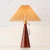 Japanese log style bedroom, pleated lampshade wooden table lamp