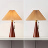 Japanese log style bedroom, pleated lampshade wooden table lamp