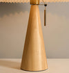 Japanese log style bedroom, pleated lampshade wooden table lamp