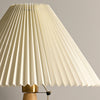 Japanese log style bedroom, pleated lampshade wooden table lamp