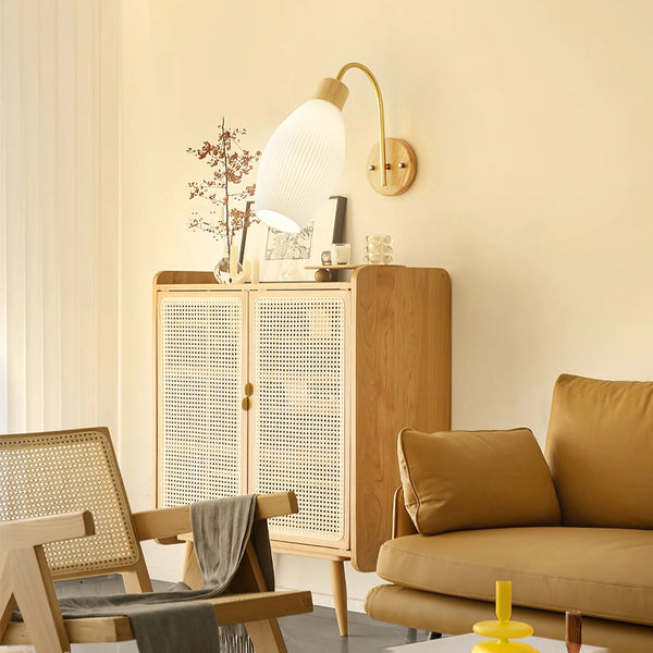 Japanese style wooden wall lamp
