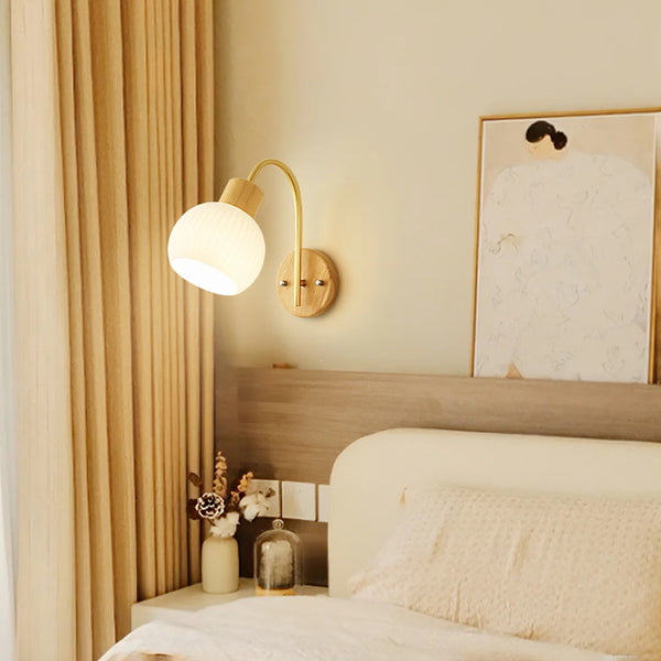 Japanese style wooden wall lamp