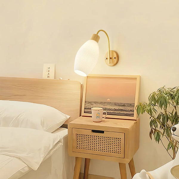 Japanese style wooden wall lamp